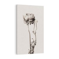 Obraz na płótnie 50x70 - Kwiatowa Symfonia w Szarościach - czarno biała odbitka, jak fotografia