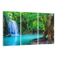 Obraz na płótnie 120x80 - Spotkanie wodospadu nad jeziorem - Tajlandia, wodospad