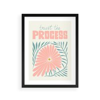 Plakat w ramie 30x40 - Symfonia Światła - typografia, pastelowa stokrotka - rama czarna