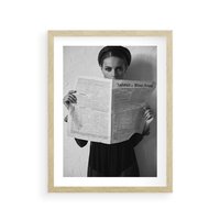 Plakat w ramie 50x70 - Nowe Wiadomości - retro zdjęcie, czarno białe - rama drewno