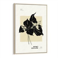 Obraz w ramie 70x100 - Ekspresja w szkicowanych kształtach - kwiaty, typografia - rama drewno