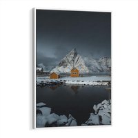 Obraz w ramie 80x120 - Minimalizm i Urok Natury - skandynawskie, domki - rama biała