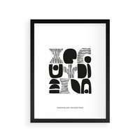 Plakat w ramie 50x70 - Taniec Dziwacznych Kresek - minimalistyczny plakat, czarno biały - rama czarna