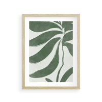 Plakat w ramie 50x70 - Zieleń Wewnętrznego Spokoju - zielony plakat, roślinne inspiracje - rama drewno
