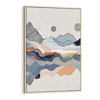 Obraz w ramie 70x100 - Dynamiczne Góry - akwarelowe graficzne góry, krajobraz - rama drewno