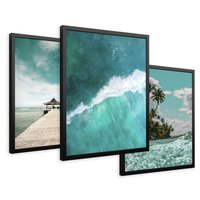 Zestaw obrazy w ramie 30x40 galeria - Plaża, palmy, hawaje, morze - rama czarna