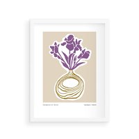 Plakat w ramie 50x70 - Migocące Anomalie - abstrakcyjne liście, kwiaty tropikalne w wazonie - rama biała