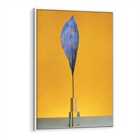 Obraz w ramie 80x120 - Niebiańskie liście - liść, liście - rama biała