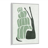 Obraz w ramie 50x70 - Zielona Równowaga - abstrakcyjny zielony ślimak, skandynawski design - rama biała