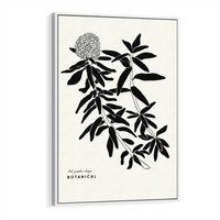 Obraz w ramie 80x120 - Szept kwiatowej wyobraźni - czarno biała grafika, roślinność - rama biała