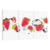 Obraz na płótnie 120x80 - Rajskie truskawki z wodą - truskawki, woda