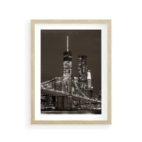 Plakat w ramie 40x50 - Magia miasta nocą - miasto, noc - rama drewno