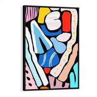 Obraz w ramie 50x70 - Kolory Na Czerni - abstrakcyjne formy, komiksowy styl - rama czarna