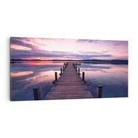 Obraz na płótnie 120x60 - spotkanie przy molo - jezioro, molo