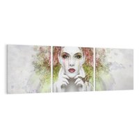 Obraz na płótnie 120x40 - Abstrakcyjna Ekspresja - Twarz w Kwiatowym Wirze - abstrakcja, twarz