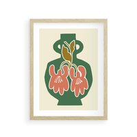 Plakat w ramie 50x70 - Kreatywne Impulsy - boho styl, wazon - rama drewno