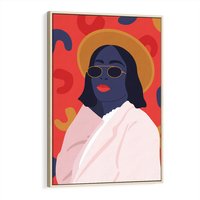 Obraz w ramie 80x120 - Kobieca Przenikliwość - nowoczesny plakat, styl retro - rama drewno