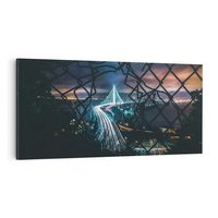 Obraz na płótnie 120x60 - Most nocą - Światła i refleksy - most, światła