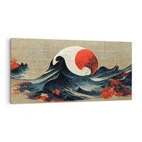 Obraz na płótnie 120x60 - Requiem dla marzeń - sztuka japońska, fale oceanu