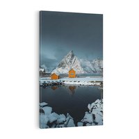 Obraz na płótnie 80x120 - Minimalizm i Urok Natury - skandynawskie, domki