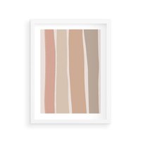 Plakat w ramie 30x40 - Tęczowa Zgaszona Aura - abstakcyjne tęczowe pasy, delikatne odcienie beżu - rama biała