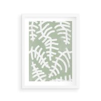 Plakat w ramie 30x40 - Oaza Zieleni - zielona abstrakcja, zgaszona zieleń - rama biała