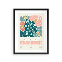 Plakat w ramie 30x40 - Taniec Kształtów - kwiaty, abstrakcyjna kompozycja - rama czarna