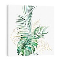 Obraz na płótnie 40x40 - Luksus w Detalu - złote, liście