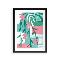 Plakat w ramie 30x40 - Rozkwitające Harmonie Form - abstrakcyjne pastelowe kwiaty, nowoczesna sztuka - rama czarna