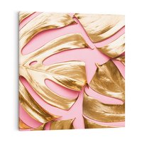 Obraz na płótnie 40x40 - Przyjemność w Naturze - złote, liście