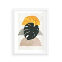 Plakat w ramie 40x50 - Monstera i Boho Elementy - grafika, boho klimat - rama biała