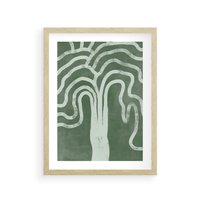 Plakat w ramie 30x40 - Inspirujące Zawiłości Zieleni - abstrakcyjny kształt, zielony plakat - rama drewno