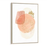 Obraz w ramie 50x70 - Migotliwe Kształty i Plamy - abstrakcyjne akwarelowe plamy, minimalizm - rama drewno