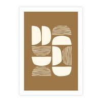 Plakat bez ramy 50x70 - Wewnętrzne Spektrum - geometryczne boho kształty na brązowym, karmelowym tle
