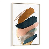 Obraz w ramie 80x120 - Migocące Impresje Przestrzeni - abstrakcyjny obraz, kolory ciepłe - rama drewno