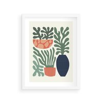 Plakat w ramie 50x70 - Abstrakcyjne Roślinne Formy - nowoczesna grafika, rośliny - rama biała