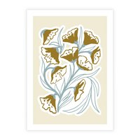Plakat bez ramy 21x30 - Wibracje Widzenia - abstrakcyjne beżowe kwiaty, elegancka kompozycja