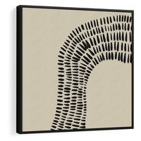 Obraz w ramie 50x50 - Migotliwa Innowacyjna Ekspresja - boho plakat, czarne kropki kreski - rama czarna