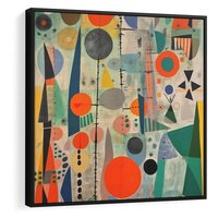 Obraz w ramie 50x50 - Wewnętrzne Zagadki Kształtów - abstrakcyjny obraz, sztuka abstrakcji - rama czarna