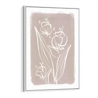 Obraz w ramie 50x70 - Pastelowe Nastroje - nowoczesny subtelny plakat, beżowy - rama biała