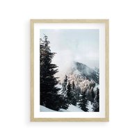 Plakat w ramie 40x50 - Góry, Las i Śnieg na Obrazie - góry, las - rama drewno