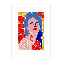 Plakat bez ramy 50x70 - Nowoczesna Twarz - nowoczesna grafika, kolorowa twarz kobiety