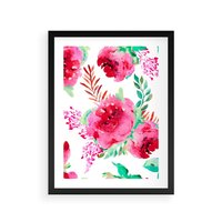 Plakat w ramie 50x70 - Delikatna Akwarela - kwiaty, akwarela - rama czarna