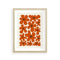 Plakat w ramie 40x50 - Wibracje Przestrzeni - abstrakcyjne czerwone kwiaty, kompozycja - rama drewno