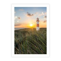 Plakat bez ramy 50x70 - Magia latarni przy zachodzie - latarnia, zachód