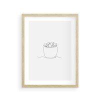 Plakat w ramie 50x70 - Rozkwitające Echa - szkic, minimalizm - rama drewno