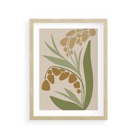 Plakat w ramie 30x40 - Minimalizm z Roślinami - nowoczesny plakat, roślinność - rama drewno