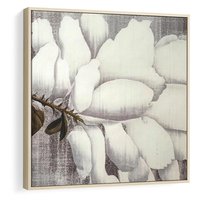 Obraz w ramie 80x80 - Tekstura Kwiatu - białe kwiaty, duży kwiat - rama drewno