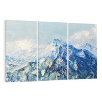 Obraz na płótnie 120x80 - Majestat Błękitnych Szczytów - olejny obraz, górski pejzaż