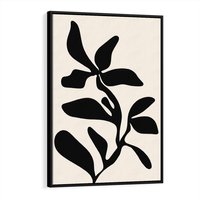 Obraz w ramie 50x70 - Wibracje Akwarelowych Ścieżek - abstrakcyjny minimalistyczna kwiat, czarno biały plakat - rama czarna
